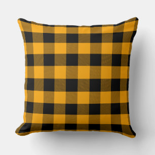 Black and Yellow Buffalo Plaid Pattern Throw Pill Cushion