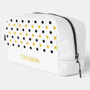 Black and Yellow Bumblebee Polka Dot Pattern Dopp Kit