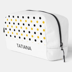 Black and Yellow Bumblebee Polka Dot Pattern Dopp Kit