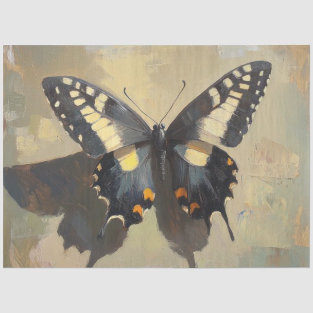 Black and Yellow Butterfly Decoupage Paper (Front)
