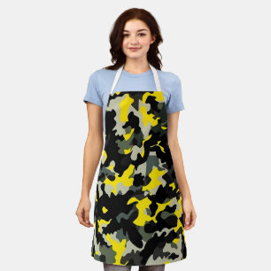 Black and Yellow Camouflage Pattern Apron