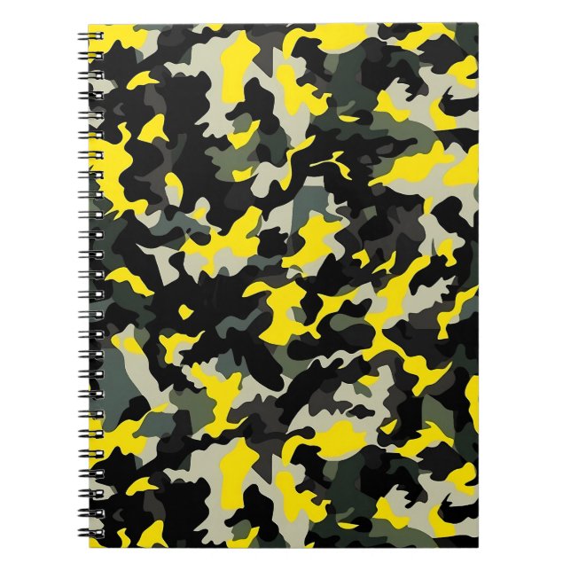 Black and Yellow Camouflage Pattern Notebook (Front)