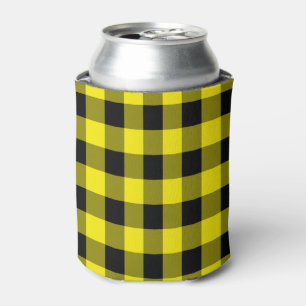 Black and Yellow Check Can Cooler