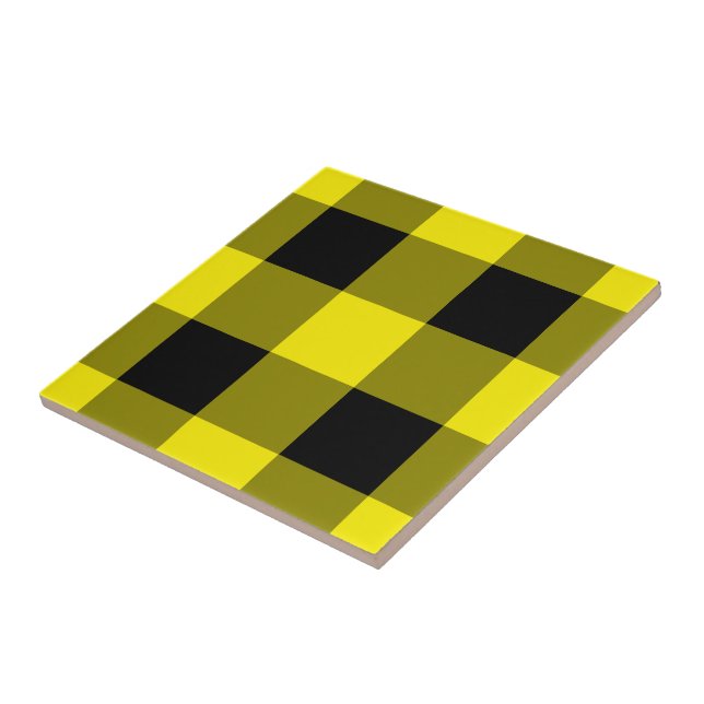 Black and Yellow Checked Ceramic Tile (Side)