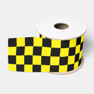 Black and Yellow Checkered Racing  Grosgrain Ribbon