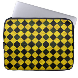 Black and yellow chequered pattern laptop sleeve