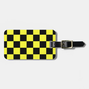 Black and Yellow Chequered Pattern Luggage Tag