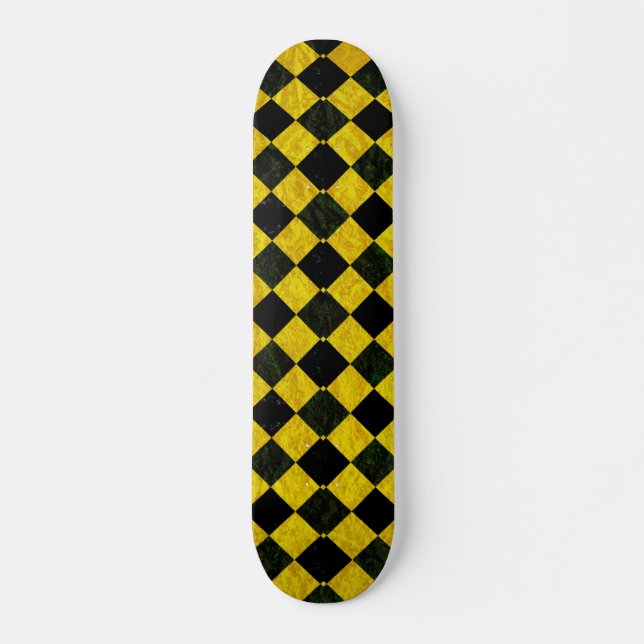 Black and yellow chequered pattern skateboard (Front)