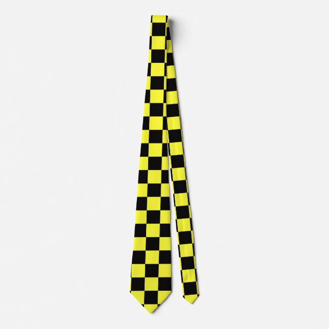 Black and Yellow Chequered Pattern Tie (Front)