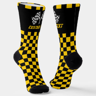 Black and Yellow Chequered Racing Flags  Socks