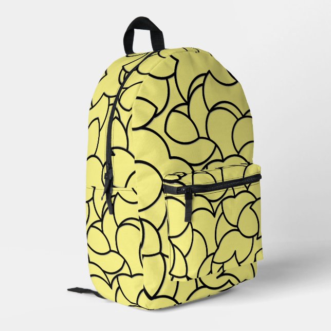 Black and Yellow Comingled Abstract Printed Backpack (Back Corner Left)