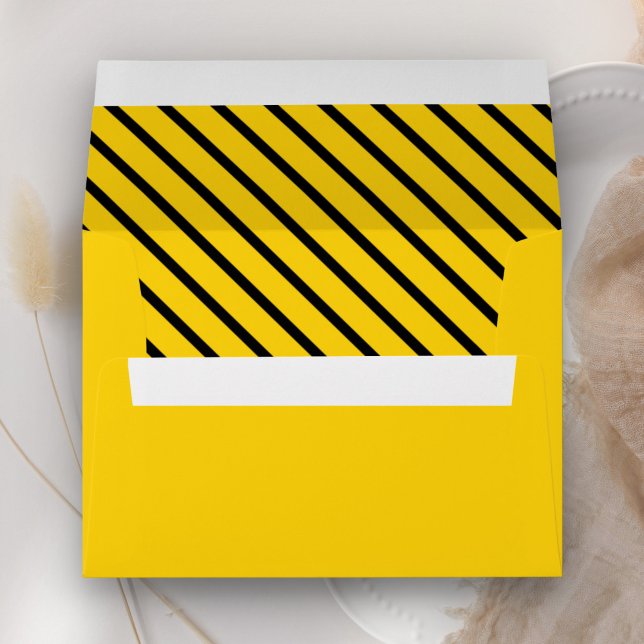 Black and Yellow Construction Birthday Party Envelope (Creator Uploaded)