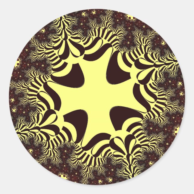 Black and Yellow Cross Classic Round Sticker (Front)