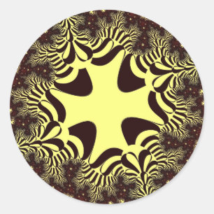 Black and Yellow Cross Classic Round Sticker