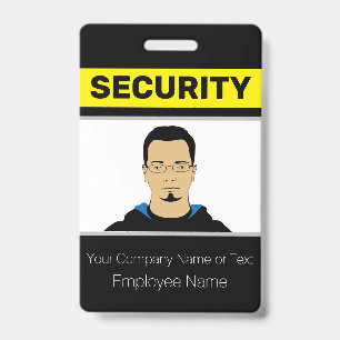 Black and Yellow Custom Photo Security Guard ID Badge