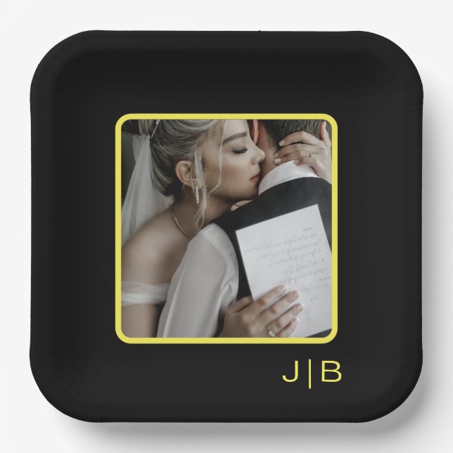  Black, and yellow customisable  Paper Plate (Front)