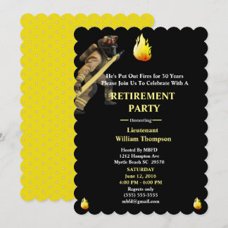 Black and Yellow Firefighters Retirement Party Invitation
