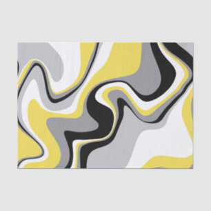 Black and Yellow Fluid Abstract Tissue Paper