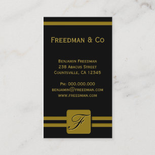 Black and Yellow Gold Monogram Professional Business Card