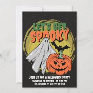 Black And Yellow Grainy Halloween Party Invitation