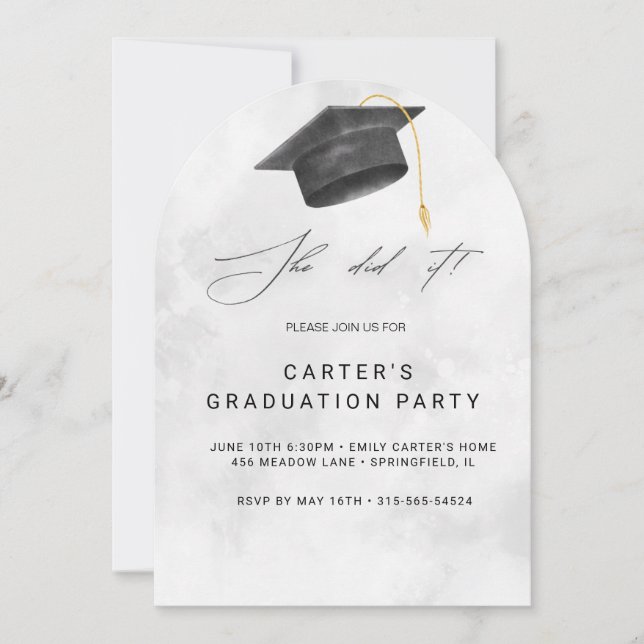 Black and Yellow Grunge Graduation Invitation (Front)