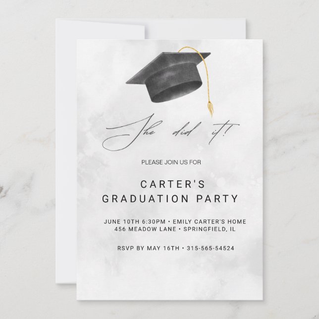 Black and Yellow Grunge Graduation Invitation (Front)