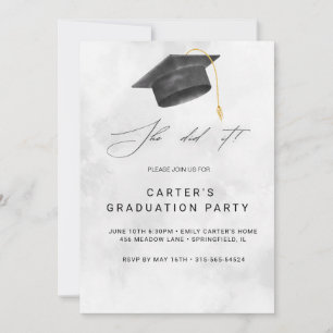Black and Yellow Grunge Graduation Invitation