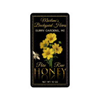 Black and Yellow Honey Label for 12 oz Hexagon Jar