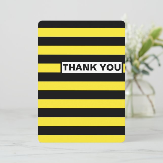 Black and Yellow Horizontal Stripes Card (Standing Front)