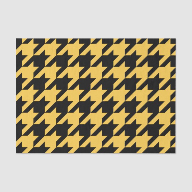 Black and Yellow Houndstooth Pattern Tissue Paper (Front)