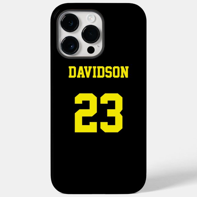 Black and Yellow Jersey Name Number Case-Mate iPhone Case (Back)