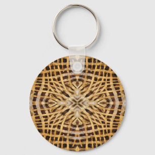Black and yellow kaleidoscope fur pattern key ring