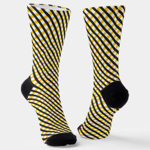Black And Yellow Lattice Socks