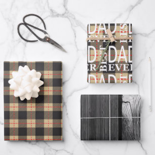 Black and yellow Lumberjack check fathers day set  Wrapping Paper Sheet