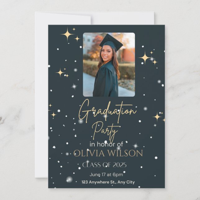 Black and Yellow Modern Graduation Invitation (Front)