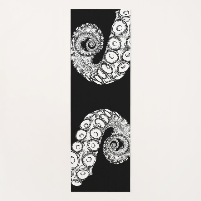 Black and yellow Octopus tentacle Yoga Mat (Front)