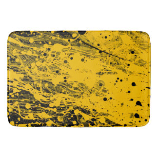 Black and Yellow Paint Splashes Bath Mat