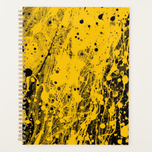 Black and Yellow Paint Splashes Planner