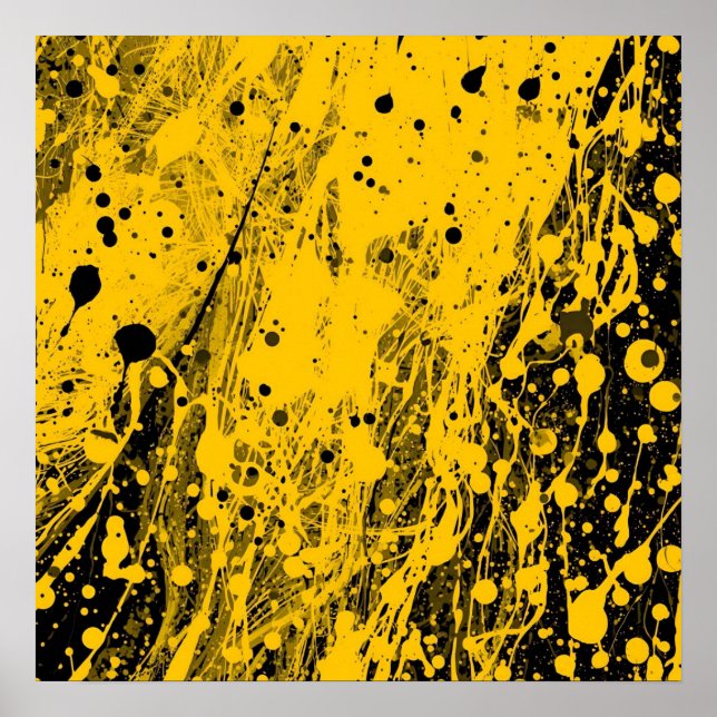 Black and Yellow Paint Splashes Poster (Front)