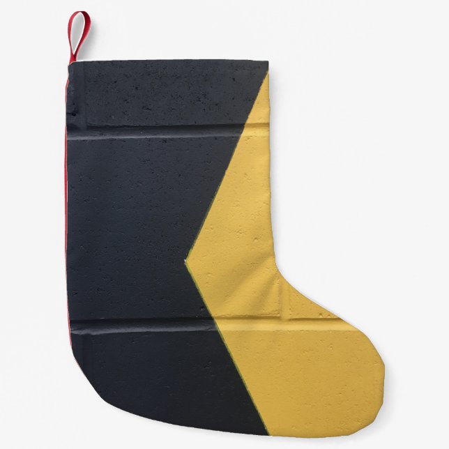 Black and yellow paint wall small christmas stocking (Front)