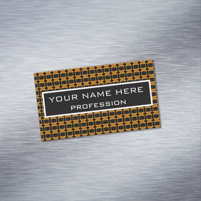 black and yellow pattern magnetic business card (In Situ)