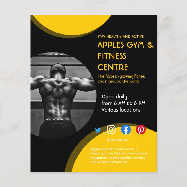 black and yellow Photo gym personal trainer fit  F Flyer (Front)