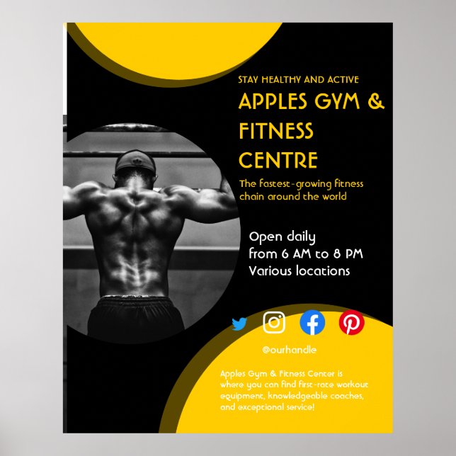 black and yellow Photo gym personal trainer fit  F Poster (Front)