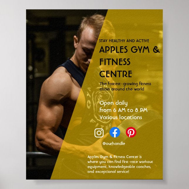 black and yellow Photo gym personal trainer fit Fl Poster (Front)