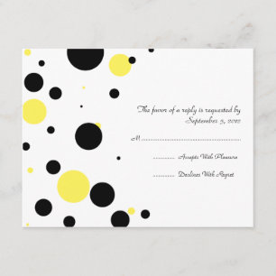 Black and Yellow Polka Dot Wedding RSVP Card