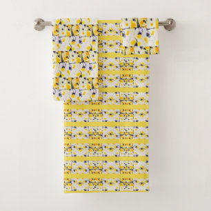 Black and Yellow Print Towel Set