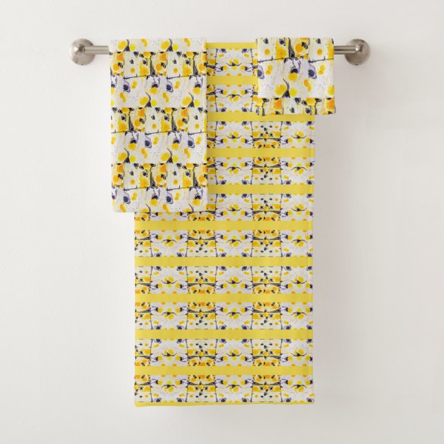 Black and Yellow Print Towel Set (Insitu)