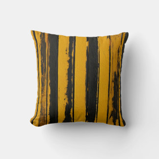 Black and Yellow Retro Oil Striped Pattern Cushion
