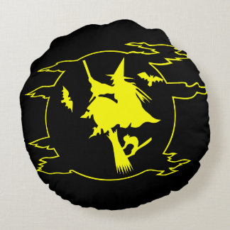 Black and Yellow skulls Witch Halloween pillow
