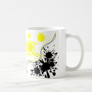 Black and yellow splash paint coffee mug